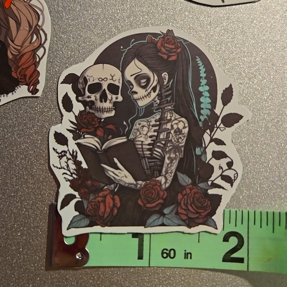 Skelton Goth Girl Magnets Custom Handmade for Locker or Toolbox - Picture 4 of 5
